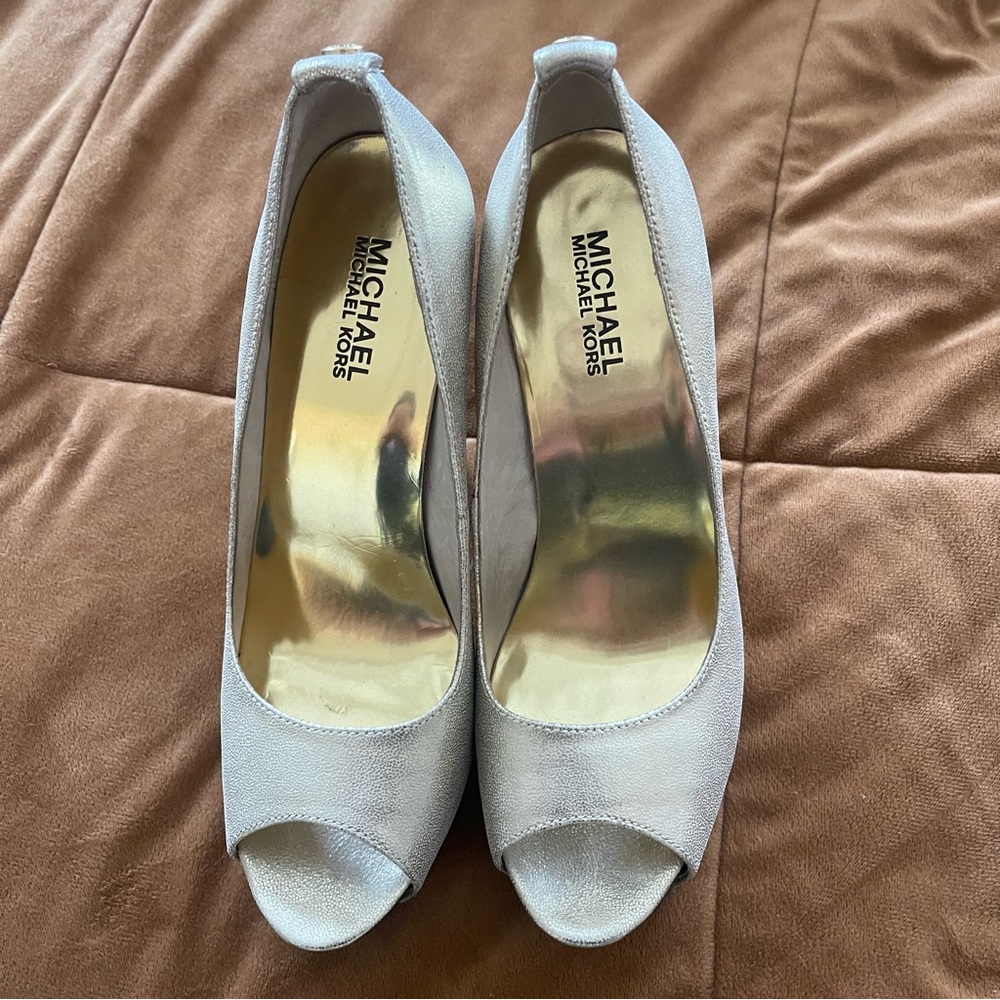 Michael Kors Light Gold Peep Toe Heels